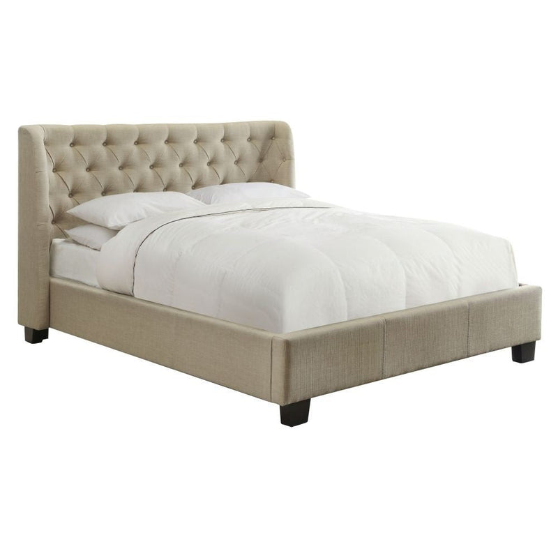 Levi Tufted Platform Bed in Toast Linen - What A Room