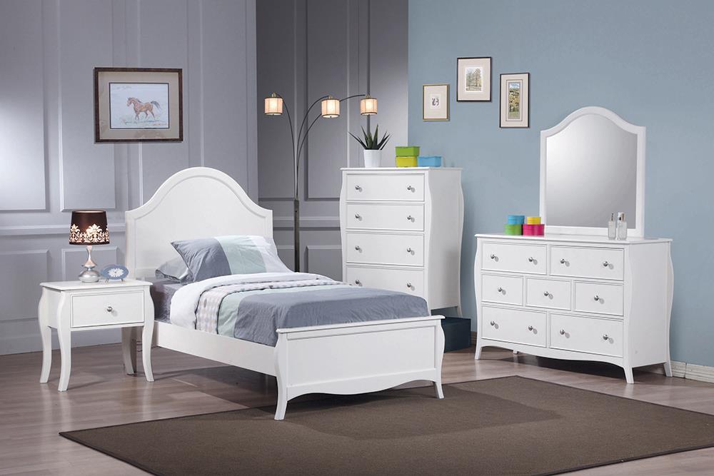 Dominique Bedroom Set with Arched Headboard White - What A Room