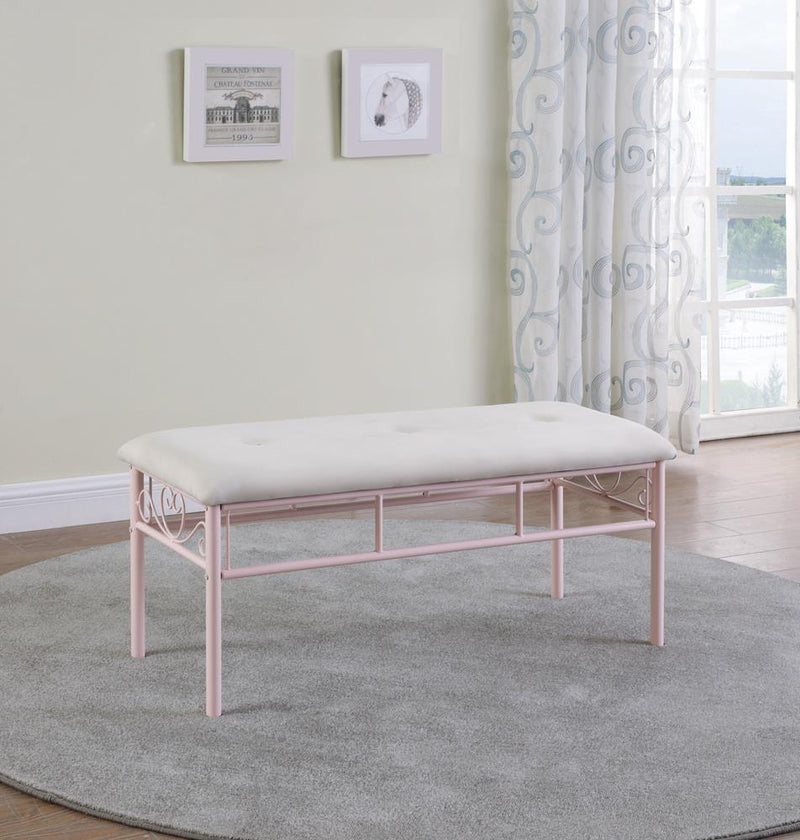 Massi Tufted Upholstered Bench Powder Pink - What A Room