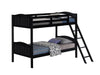 Littleton Twin/Twin Bunk Bed with Ladder Black - What A Room