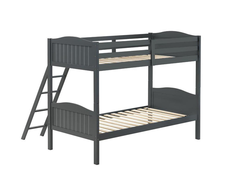 Littleton Twin/Twin Bunk Bed with Ladder Grey - What A Room