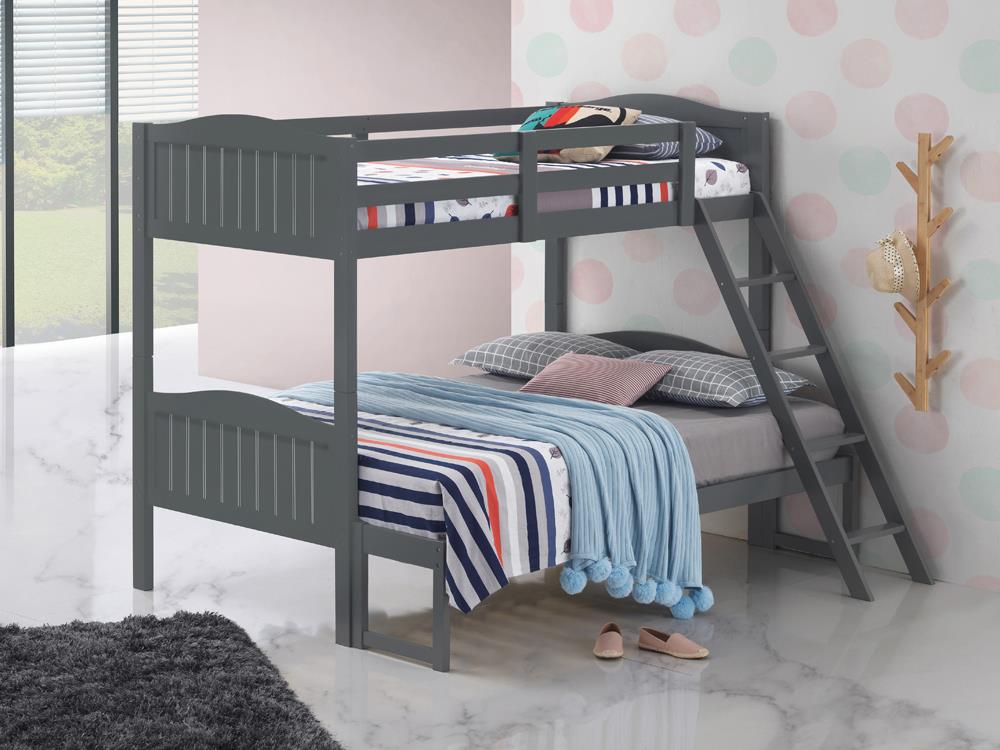 Littleton Twin/Full Bunk Bed with Ladder Grey - What A Room