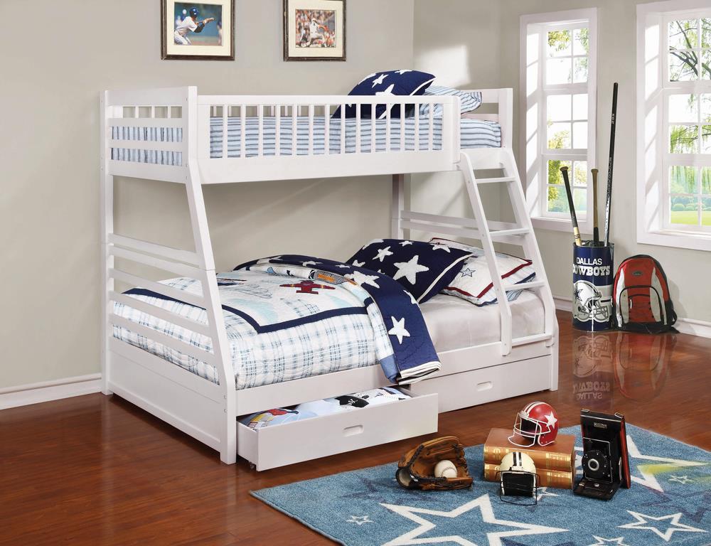 Ashton Twin over Full 2-drawer Bunk Bed White - What A Room