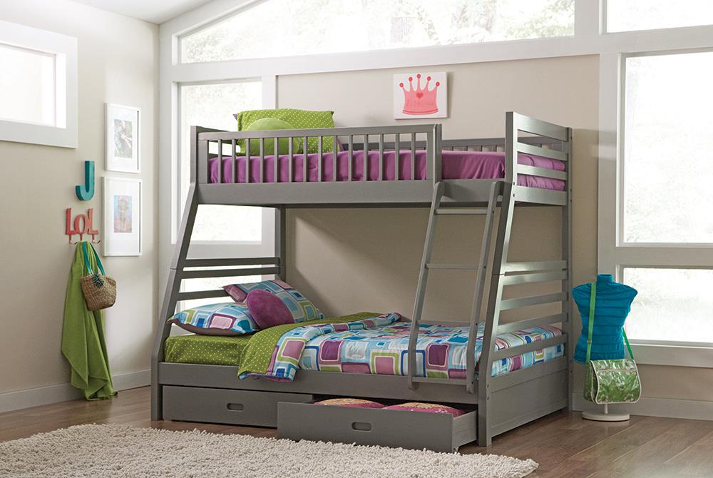 Ashton Twin over Full Bunk 2-drawer Bed Grey - What A Room