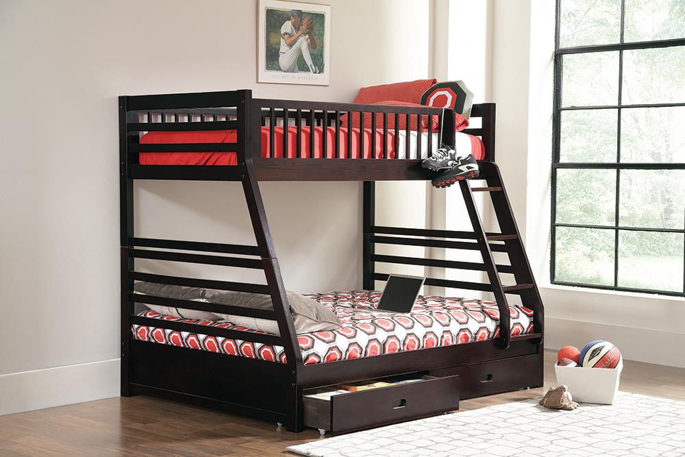 Ashton Twin over Full 2-drawer Bunk Bed Cappuccino - What A Room