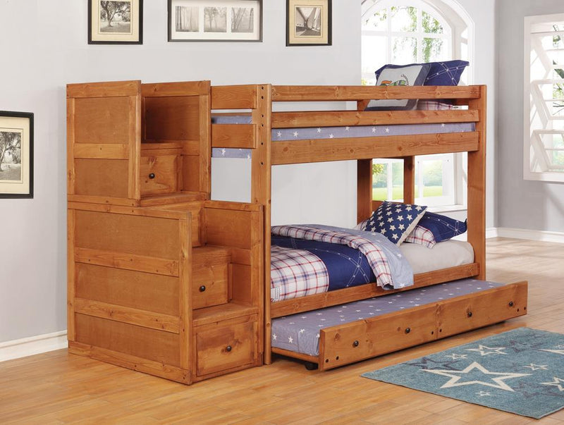 Wrangle Hill Twin over Twin Bunk Bed Amber Wash - What A Room