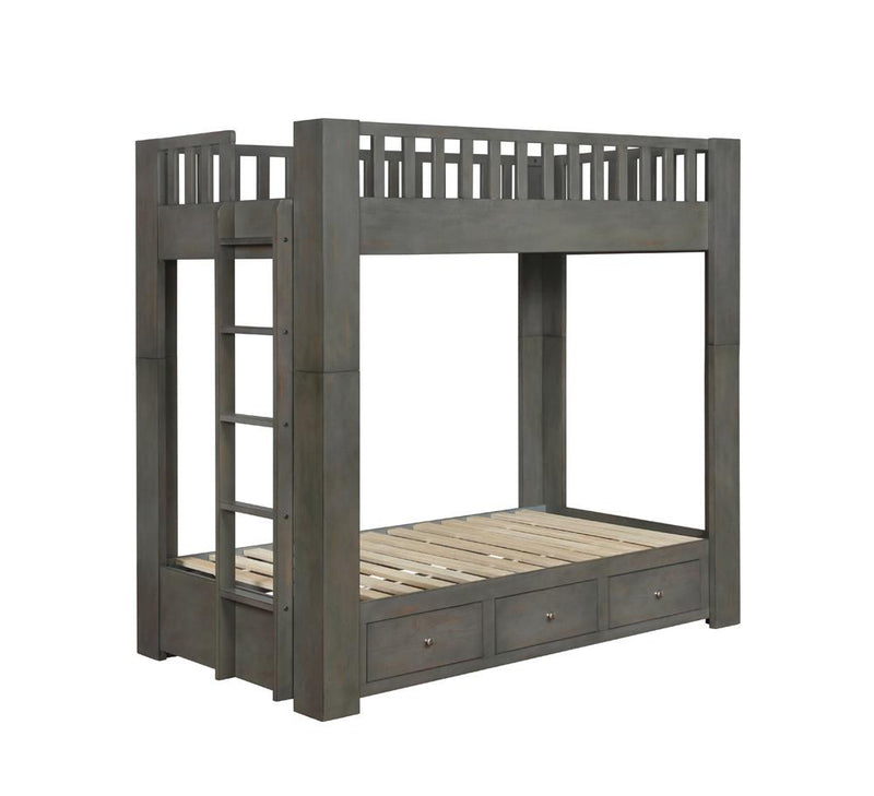 Wenco Twin/Twin Bunk Bed with 3-drawer Storage Antique Grey - What A Room