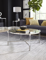Mariyln Glass Top and Steel Base Round Coffee Table - What A Room