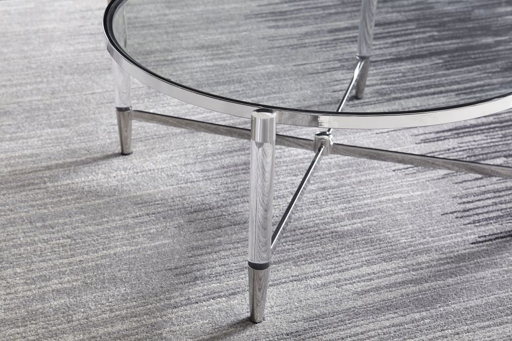 Mariyln Glass Top and Steel Base Round Coffee Table - What A Room