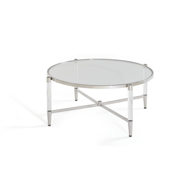 Mariyln Glass Top and Steel Base Round Coffee Table - What A Room
