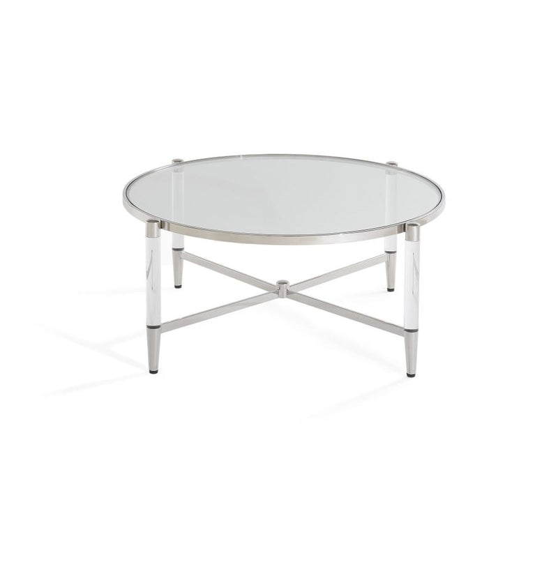 Mariyln Glass Top and Steel Base Round Coffee Table - What A Room