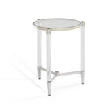Marilyn Glass Top and Steel Base Round End Table - What A Room