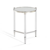 Marilyn Glass Top and Steel Base Round End Table - What A Room
