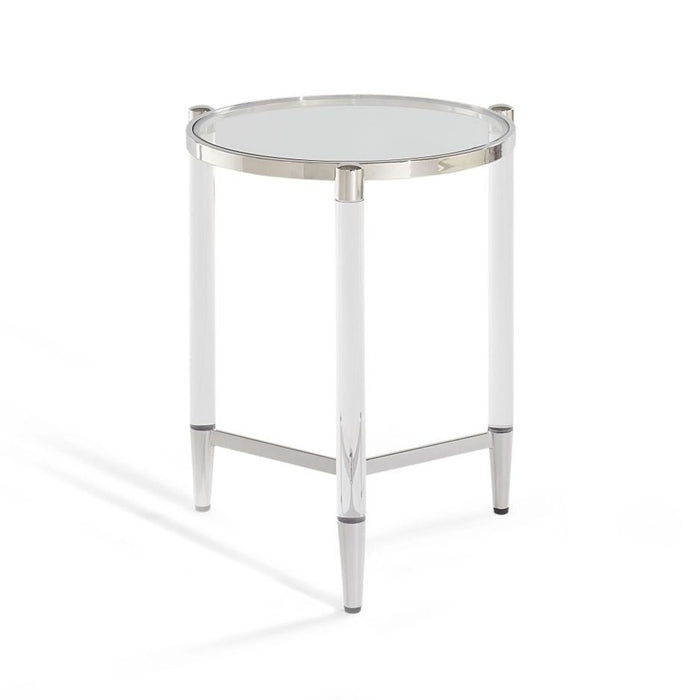 Marilyn Glass Top and Steel Base Round End Table - What A Room