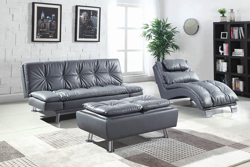 Dilleston Tufted Back Upholstered Sofa Bed Grey - What A Room