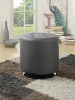Round Upholstered Ottoman Grey - What A Room