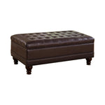 Tufted Storage Ottoman with Turned Legs Brown - What A Room