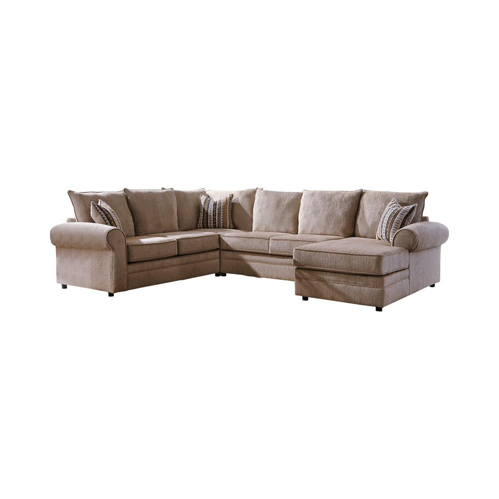 Fairhaven Rolled Arm Sectional Cream Herringbone - What A Room