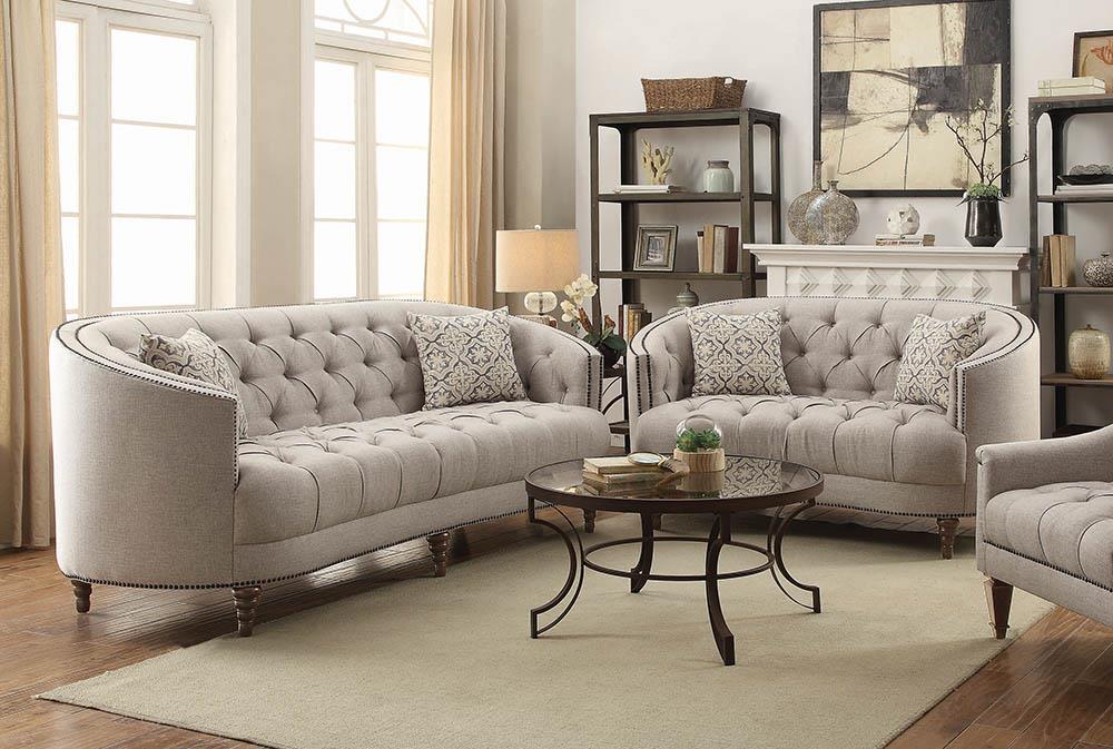 Avonlea Upholstered Tufted Living Room Set Grey - What A Room