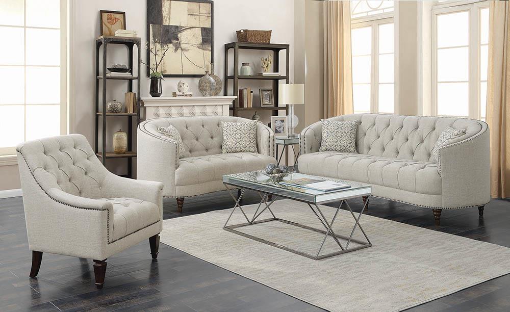 Avonlea Sloped Arm Upholstered Sofa Trim Grey - What A Room