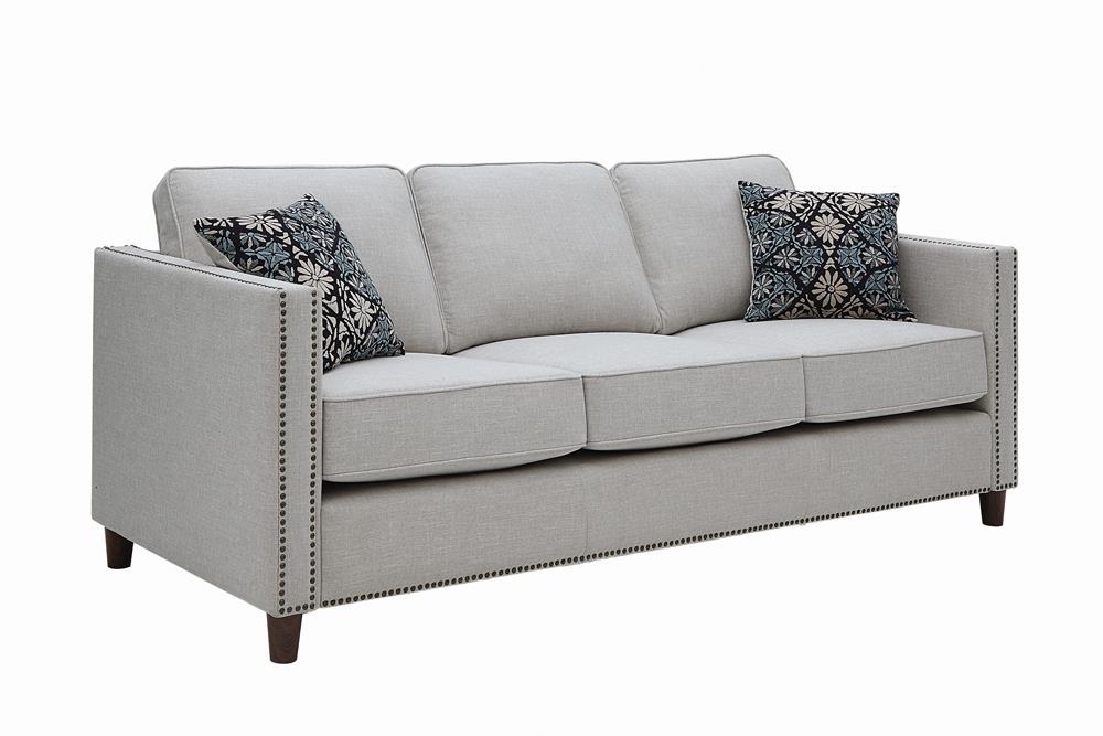 Coltrane Upholstered Sofa with Nailhead Trim Putty - What A Room