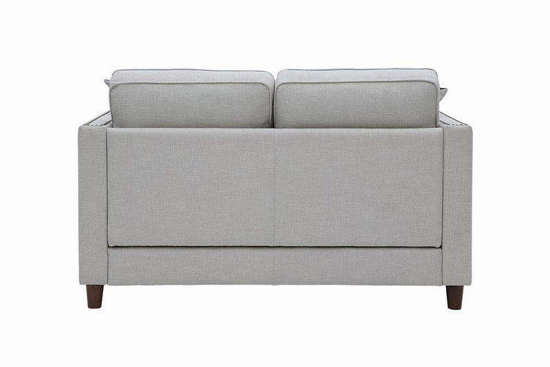 Coltrane Upholstered Loveseat with Nailhead Trim Putty - What A Room