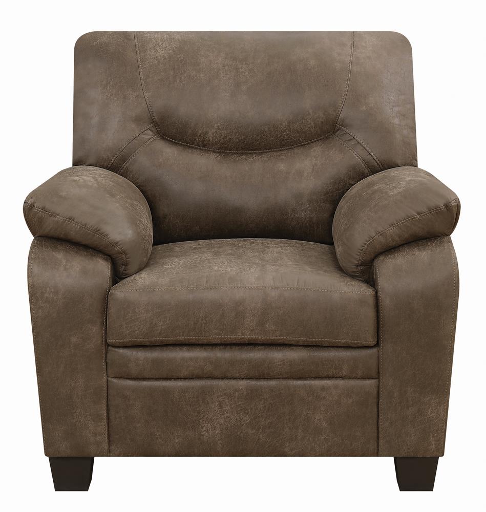 Meagan Upholstered Chair Brown with Pillow Top Arms - What A Room