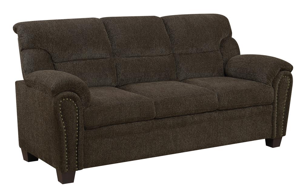Clemintine Upholstered Sofa with Nailhead Trim Brown - What A Room