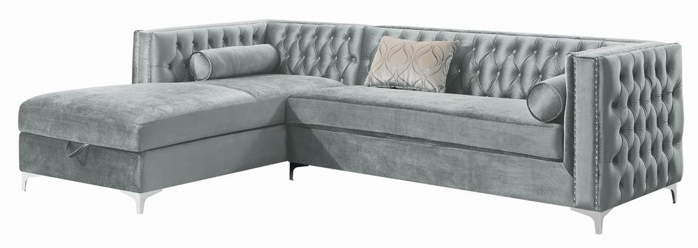 Bellaire Button-tufted Upholstered Sectional Silver - What A Room