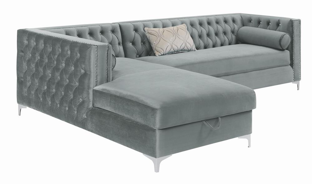 Bellaire Button-tufted Upholstered Sectional Silver - What A Room