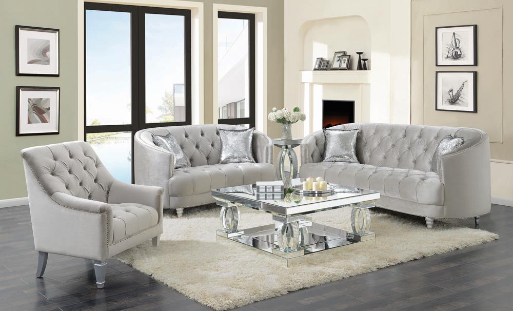 Avonlea Sloped Arm Tufted Loveseat Grey - What A Room