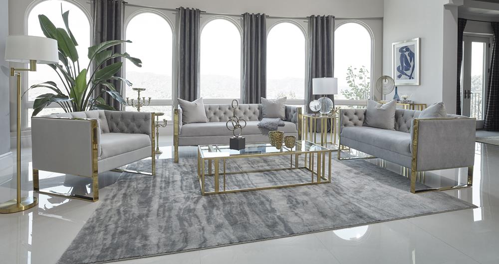 Eastbrook 3-piece Tufted Back Living Room Set Grey - What A Room