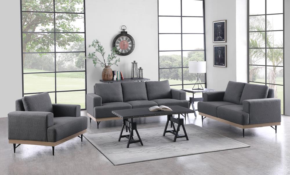 Kester Recessed Track Arm Loveseat Charcoal - What A Room