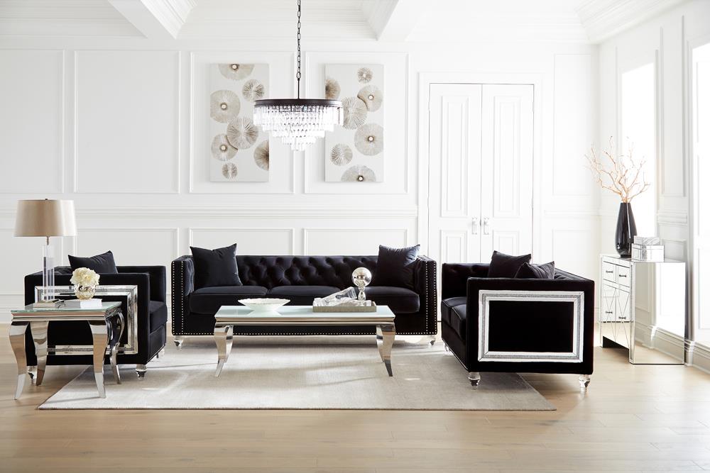 Delilah Upholstered Living Room Set Black - What A Room