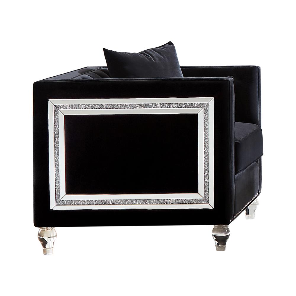 Delilah Upholstered Tufted Tuxedo Arm Chair Black - What A Room
