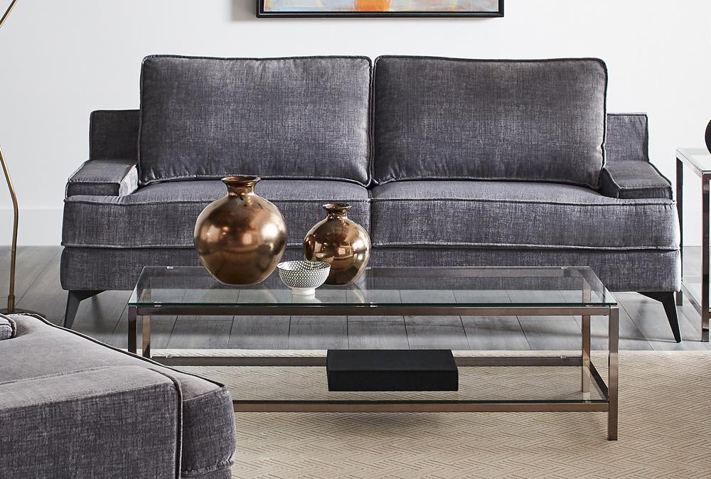 Mattie Upholstered Recessed Arm Sofa Charcoal Grey - What A Room