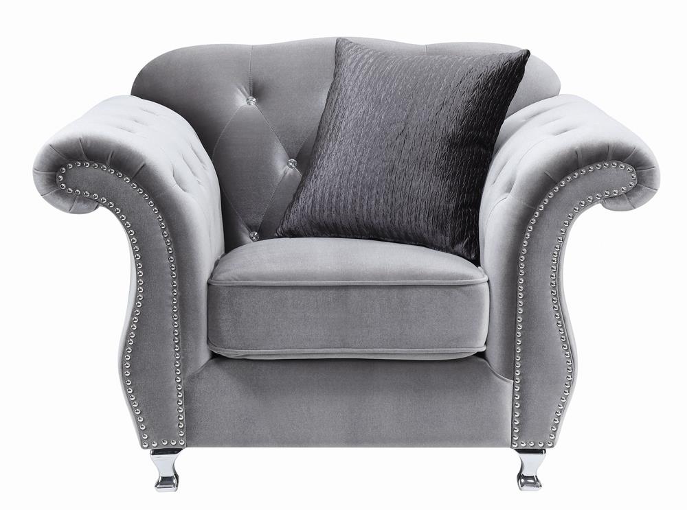 Frostine Button Tufted Chair Silver - What A Room