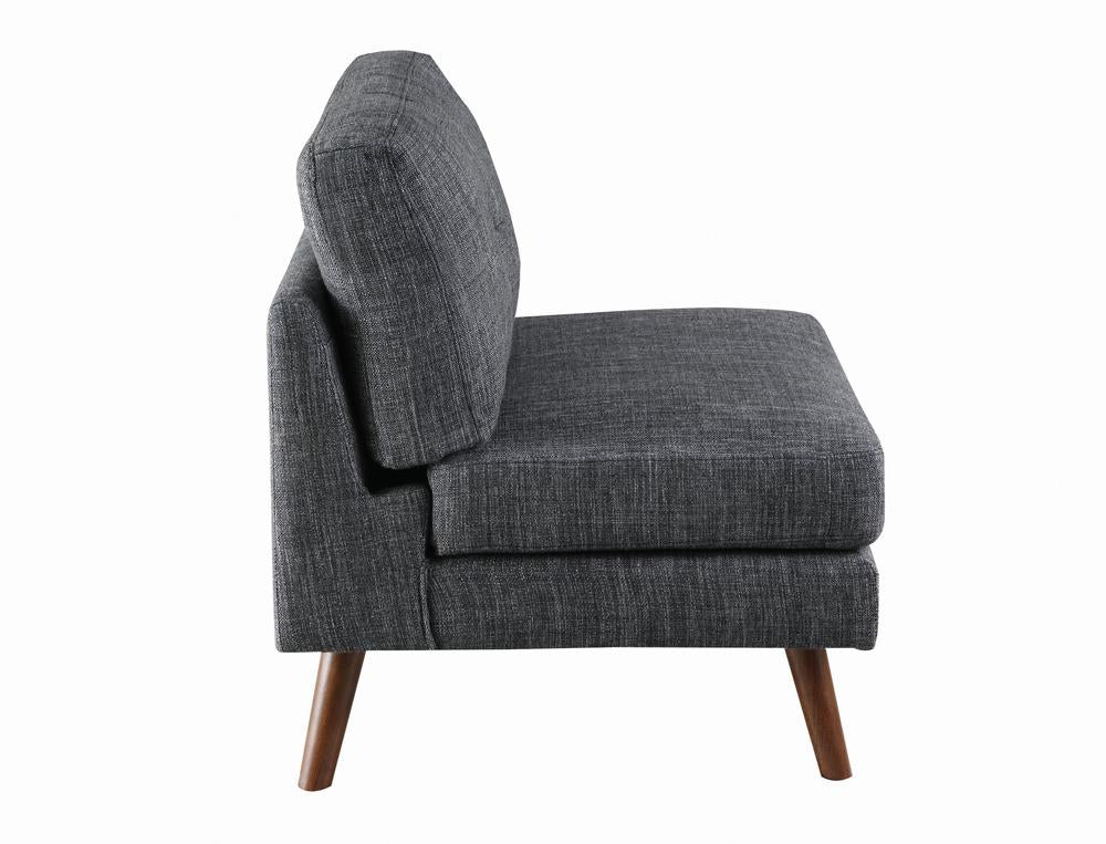 Churchill Tufted Cushion Back Armless Chair Dark Grey and Walnut - What A Room