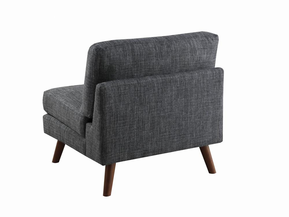 Churchill Tufted Cushion Back Armless Chair Dark Grey and Walnut - What A Room