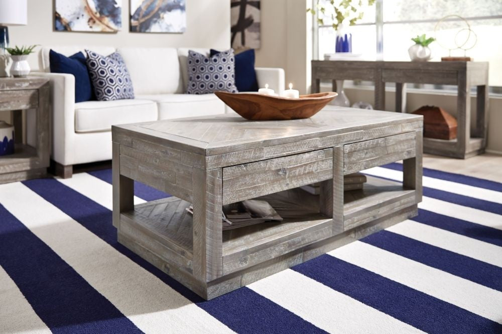 Herringbone Solid Wood Two Drawer Coffee Table - What A Room