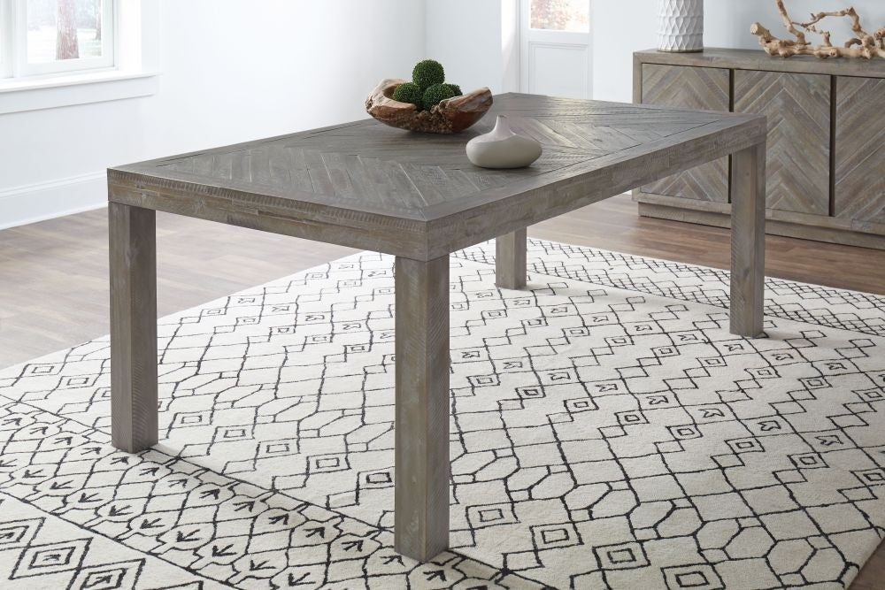 Herringbone Solid Wood Rectangular Dining Table - What A Room