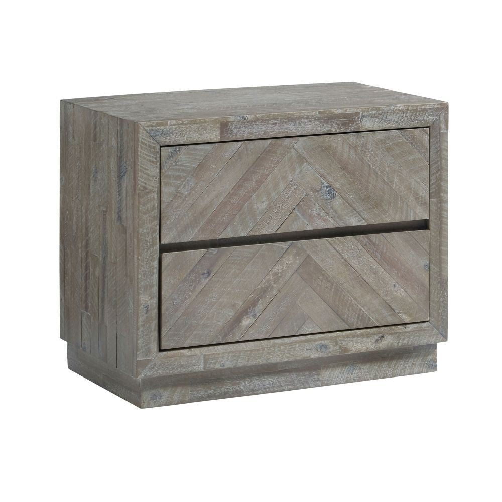Herringbone Solid Wood Two Drawer Nightstand - What A Room