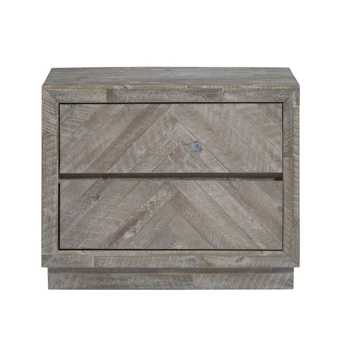Herringbone Solid Wood Two Drawer Nightstand - What A Room