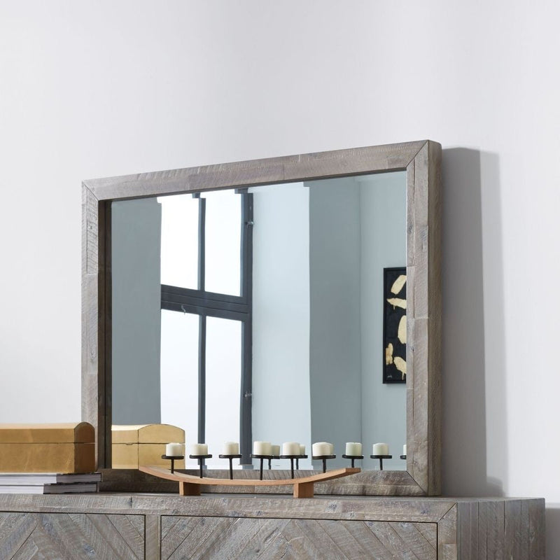 Herringbone Solid Wood Beveled Glass Mirror - What A Room