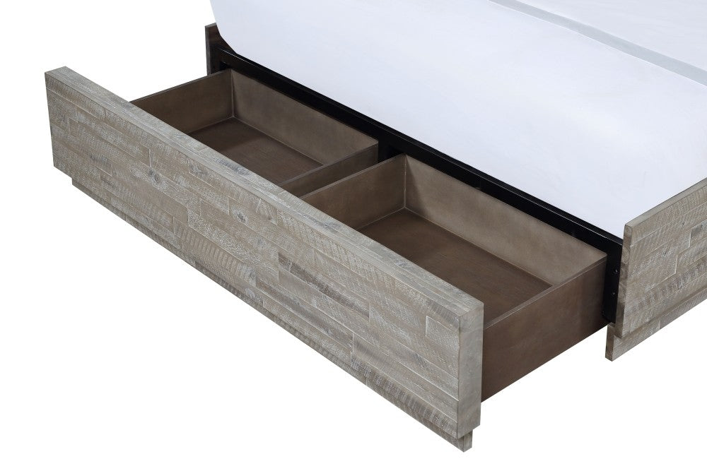 Alexandra Solid Wood Storage Bed in Rustic Latte - What A Room