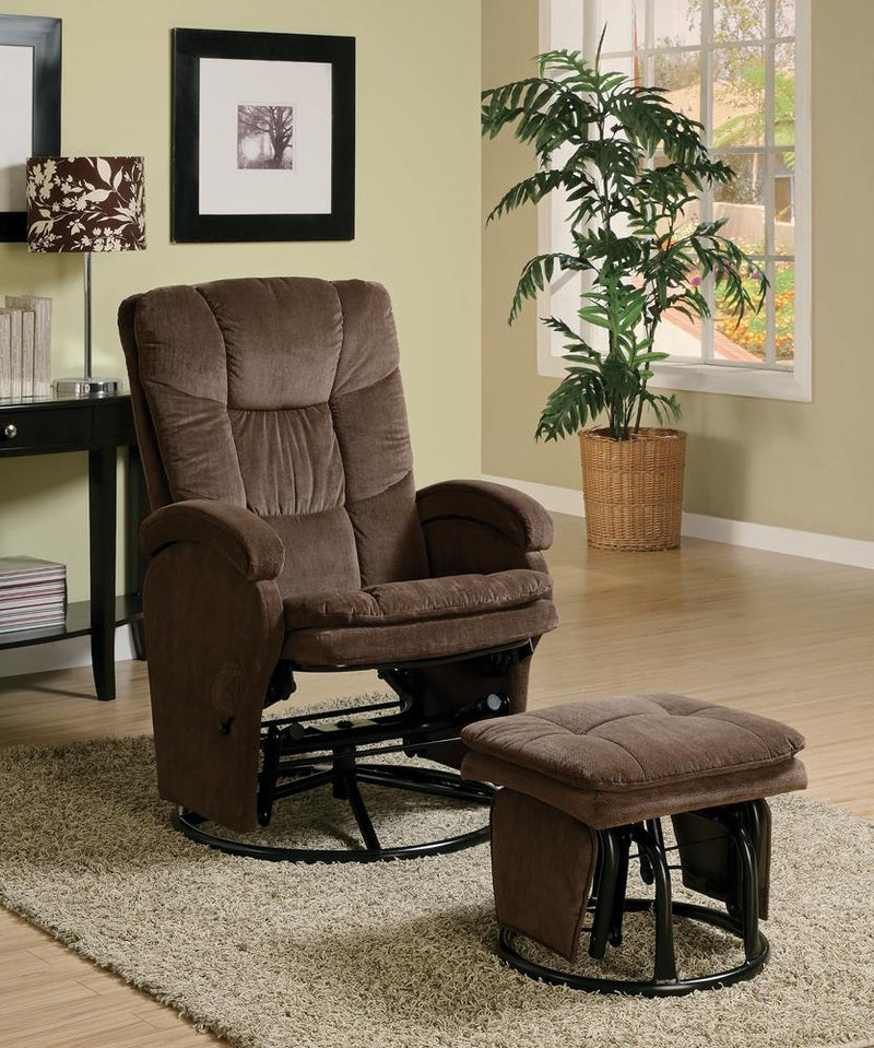 Swivel Glider Recliner with Ottoman Chocolate and Black - What A Room