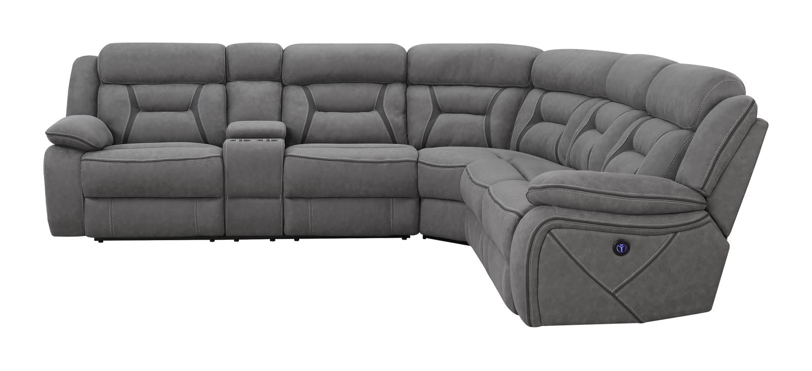 Higgins Four-Piece Upholstered Power Sectional Grey - What A Room