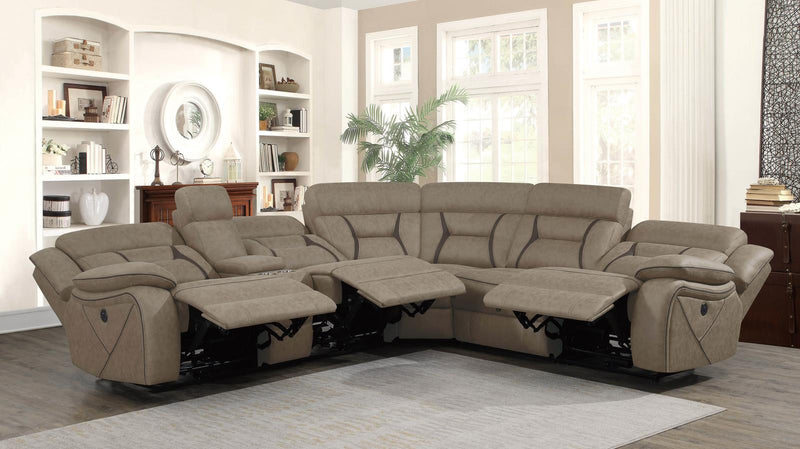 Higgins Four-Piece Upholstered Power Sectional Tan - What A Room