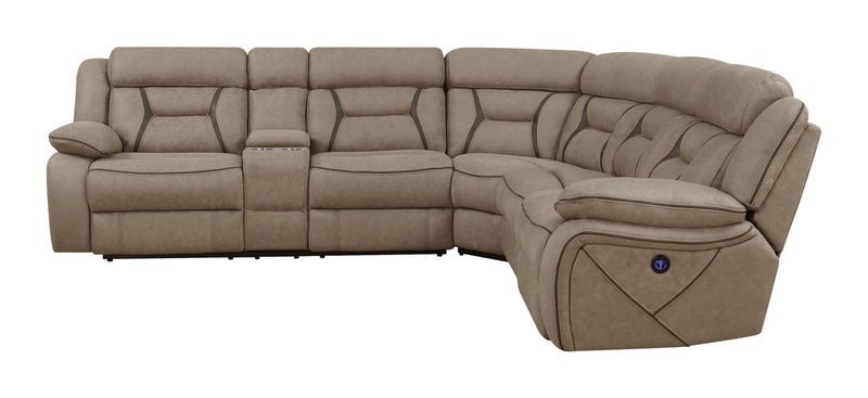 Higgins Four-Piece Upholstered Power Sectional Tan - What A Room