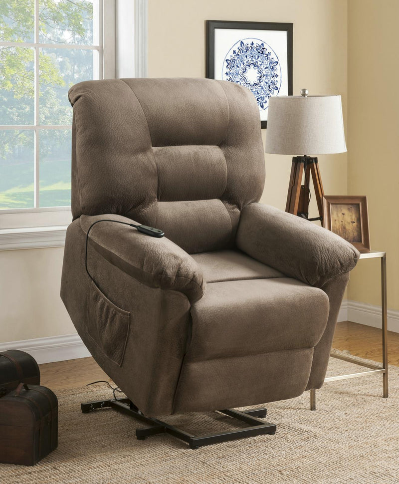 Upholstered Power Lift Recliner Brown Sugar - What A Room
